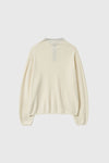General Idea [XXL Exclusive] Unisex Colour-Block Collar Henry Neck Knit [Ivory]