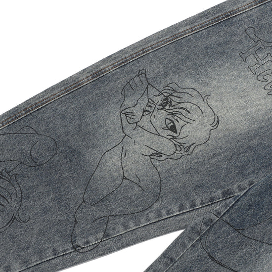 Nice Ghost Club Angels Wide Washed Jeans