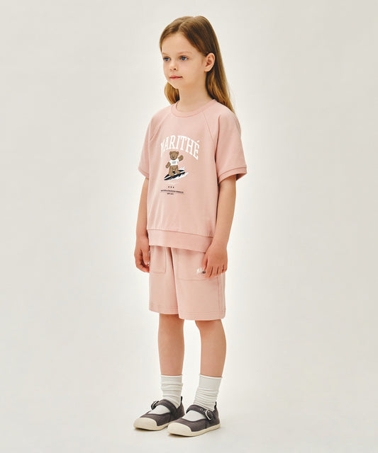 Marithé François Girbaud Kids Raglan Half Sweat Set-Up Indi Pink