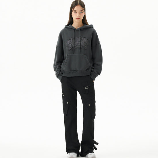 Mahagrid Raw Cut Pray Crop Hoodie