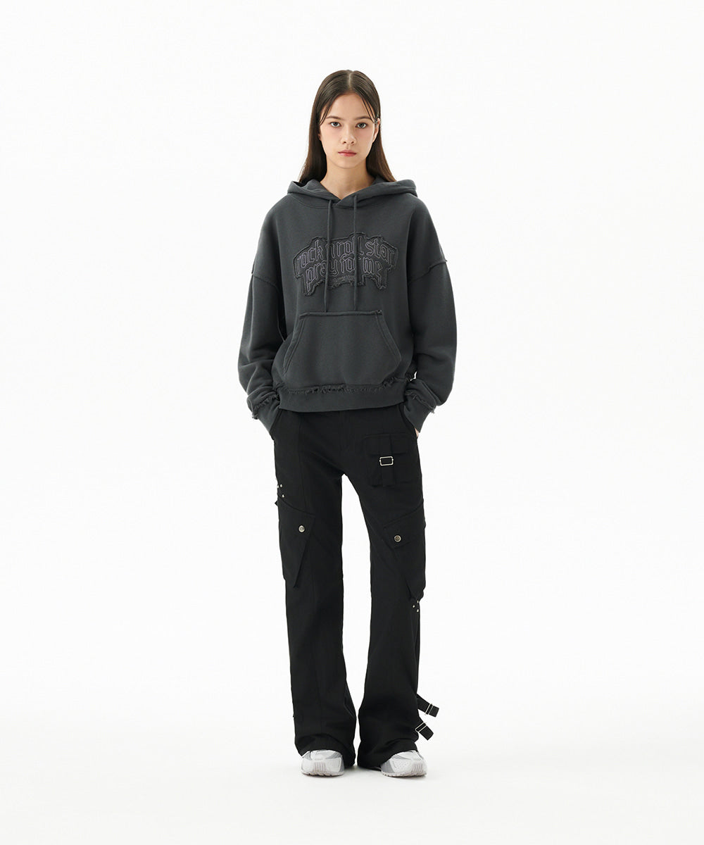 Mahagrid Raw Cut Pray Crop Hoodie