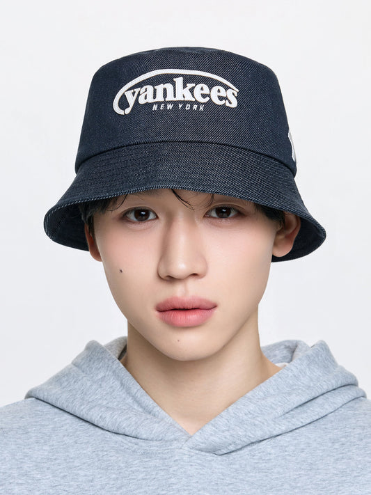 MLB Vintage Denim Curve Logo Bucket Hat