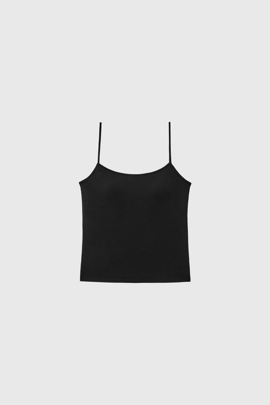 General Idea WOMAN Cap-Lined Backless Sleeveless Tank [BLACK]