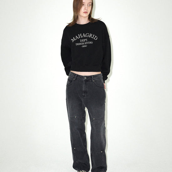 Mahagrid ARCH DEPT CROP SWEATSHIRT [BLACK]