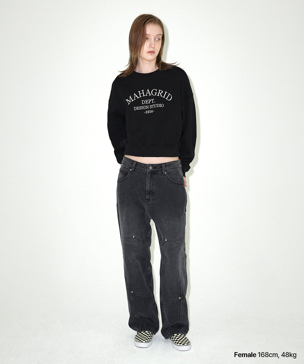Mahagrid ARCH DEPT CROP SWEATSHIRT [BLACK]