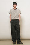General Idea MAN Minimal Embroidery Stripe Short Sleeve T-Shirt [BROWN]