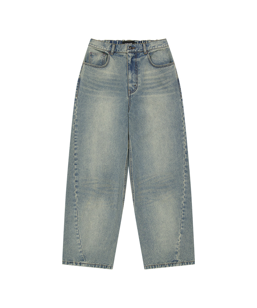 Mahagrid Solar Embroidery Denim Pants [Blue]