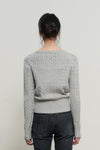 General Idea WOMAN GNRL Signature Superfine Wool Cable Cardigan [Light Grey]