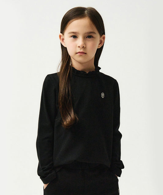 Marithé François Girbaud ENFANT FRILL NECK SLIM LONG SLEEVE black