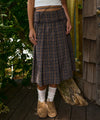 Bitter Cells Rhythm Check Pleats Skirt-Navy