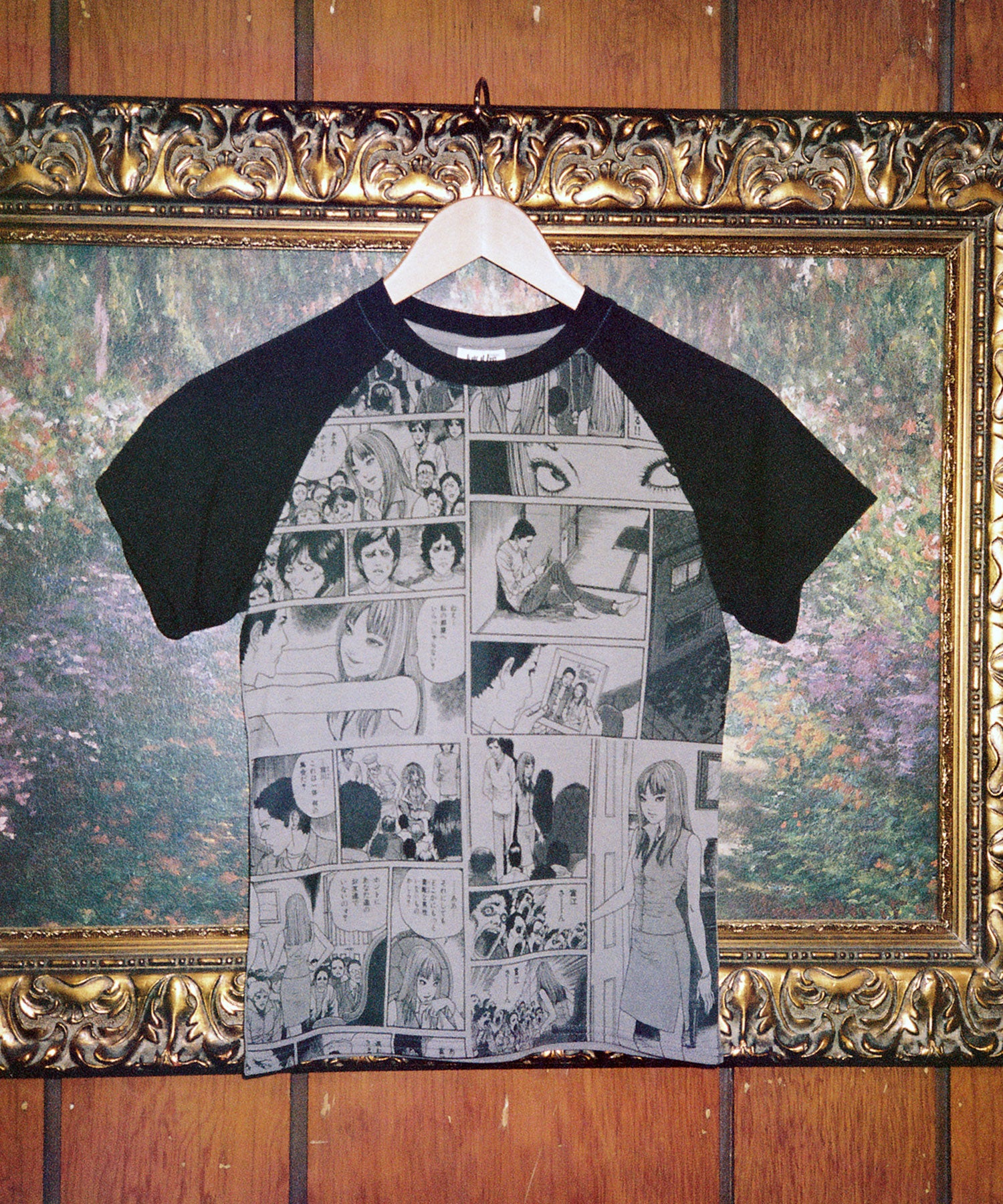 Nice Ghost Club Junji Ito Maniac Cartoon Raglan Mini Tee [Grey]