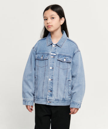 Marithé François Girbaud Kids Over Fit Denim Trucker Jacket Blue