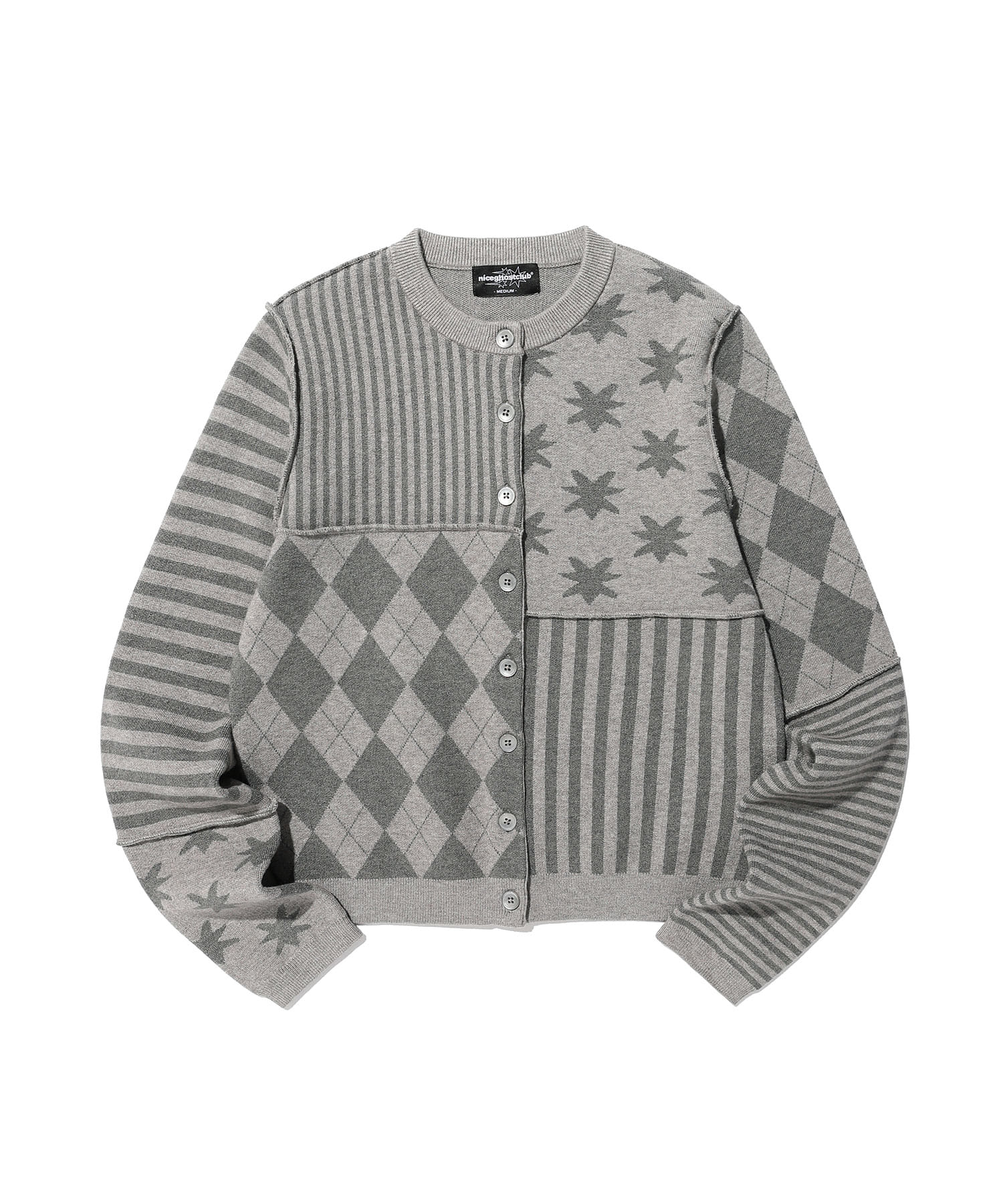 Nice Ghost Club Patchwork Knit Cardigan