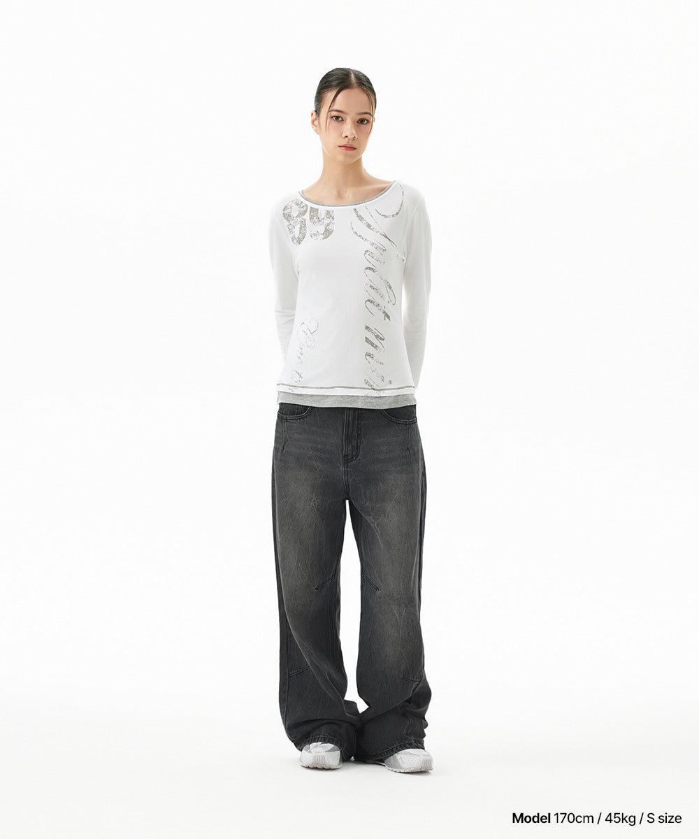 Mahagrid Washed Dart Denim Pant [Black]