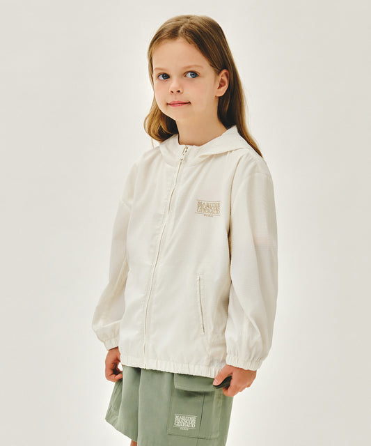 Marithé François Girbaud Kids Classic Logo Seersucker Jacket Cream