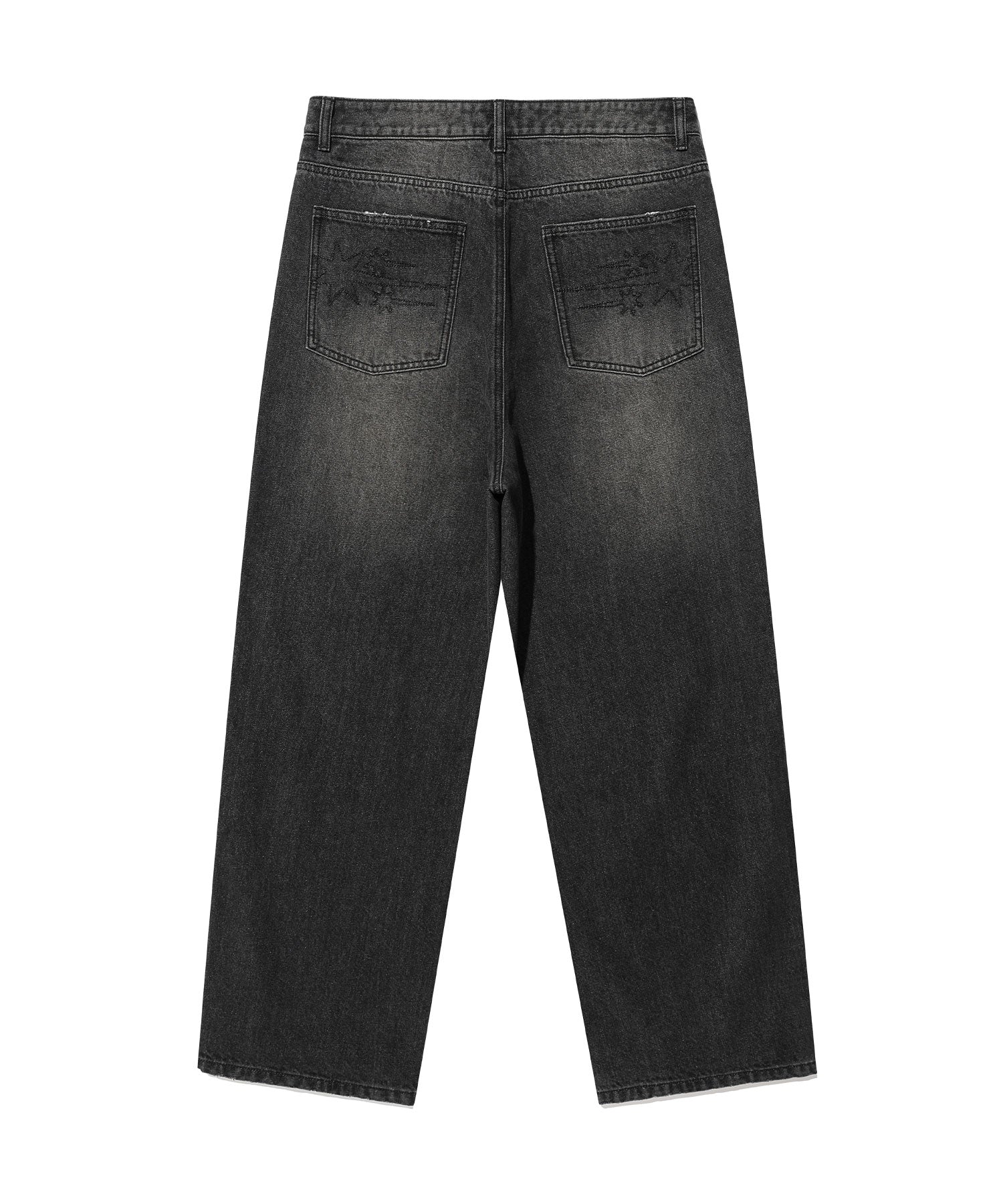 Nice Ghost Club Pattern Patchwork Wide Denim Pants
