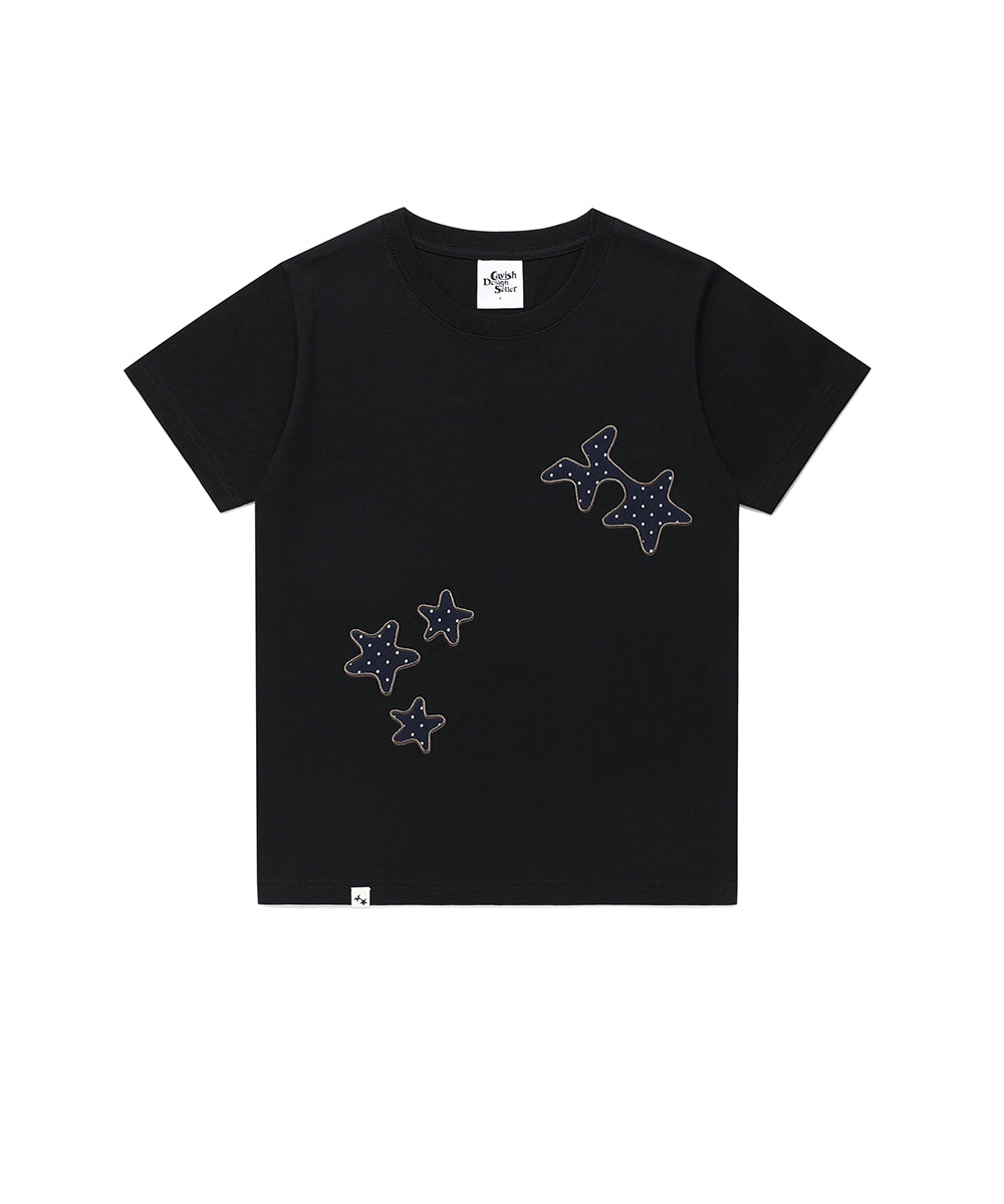 Cavish COZY STAR APPLIQUE SS TEE [BLACK]