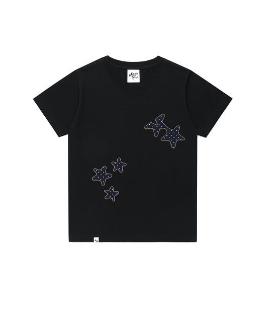 Cavish COZY STAR APPLIQUE SS TEE [BLACK]