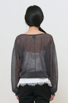 General Idea [LUPITA PICK] WOMAN DEEP V-NECK SHEER KNIT PULLOVER [CHARCOAL]