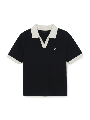 MLB Women's Basic Open Collar Slim Fit Polo T-Shirts