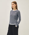 Marithé François Girbaud W RINGER STRIPE LONG SLEEVE TEE