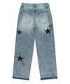 Mahagrid Star Flared Denim Pant Light Blue