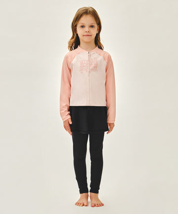 Marithé François Girbaud Kids Zip-Up Rashguard & Skirt Set-Up Pink