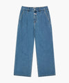 Marithé François Girbaud New M Low-Waist Tuck Wide Denim Pants Blue