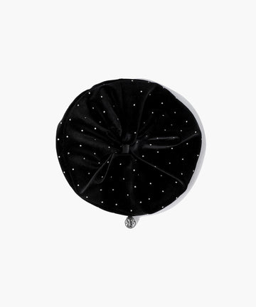 Marithé François Girbaud CIRCLE LOGO SHINY VELVET SCRUNCHIE BLACK