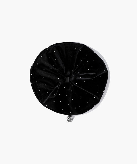 Marithé François Girbaud CIRCLE LOGO SHINY VELVET SCRUNCHIE BLACK