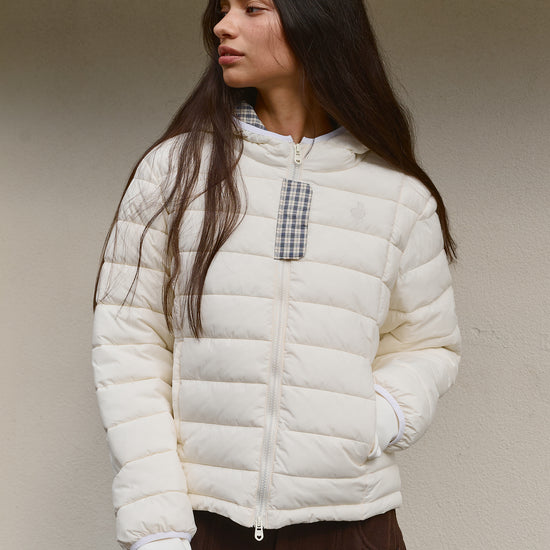 Bitter Cells Hood Check Light Puffer Jacket