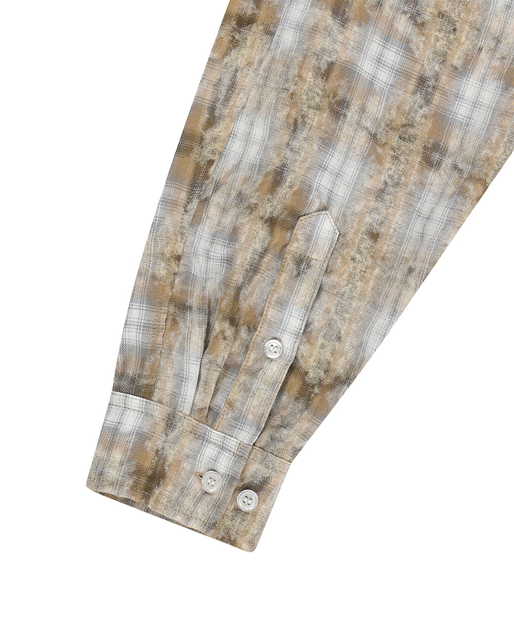 Mahagrid Bleached Raw-Cut Check Shirt