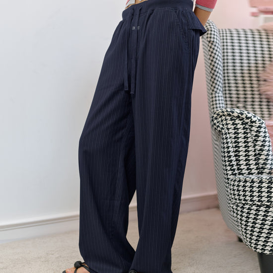Bitter Cells Pinstripe Wide Banding Slacks