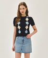 Marithé François Girbaud W ARGYLE CABLE HALF KNIT PULLOVER
