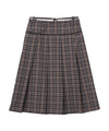 Bitter Cells Rhythm Check Pleats Skirt-Navy