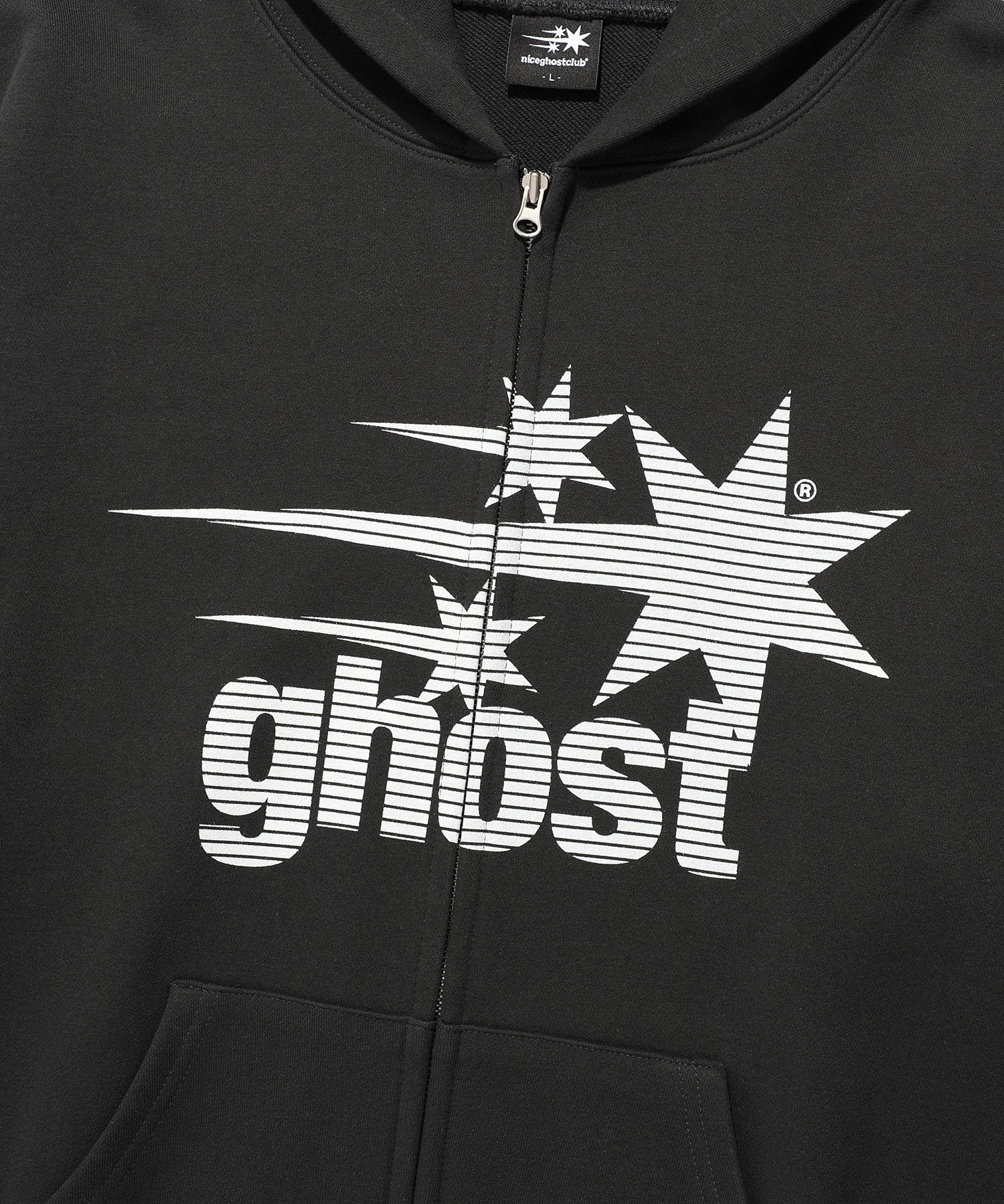 Nice Ghost Club Ghost 3Star Hoodie Zip Up [Charcoal]