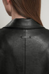 General Idea WOMAN Oversized Faux Leather Single Breasted Jacket [BLACK]