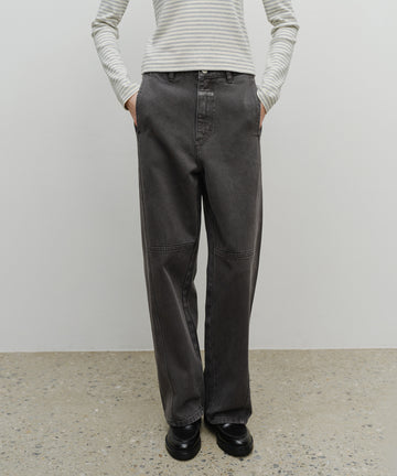 Marithé François Girbaud W Paneled Denim Pants Dark Gray