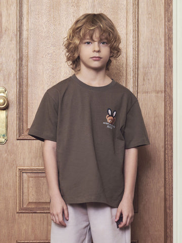 ADLV Kids Rabbit Bear Doll Logo Short Sleeve T-Shirt