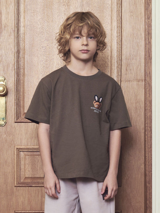 ADLV Kids Rabbit Bear Doll Logo Short Sleeve T-Shirt