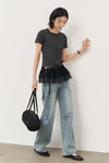 General Idea WOMAN Stripe Crew Neck Half Knit