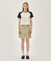 Marithé François Girbaud W SMALL REGULAR LOGO RAGLAN CROP TEE butter