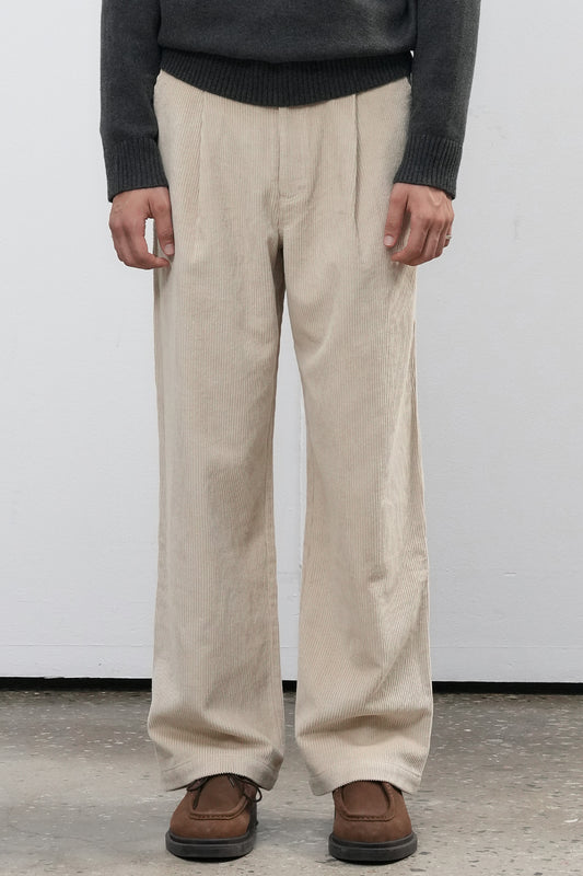 General Idea MAN Single Pleat Corduroy Pants [IVORY] / SBE4M11006
