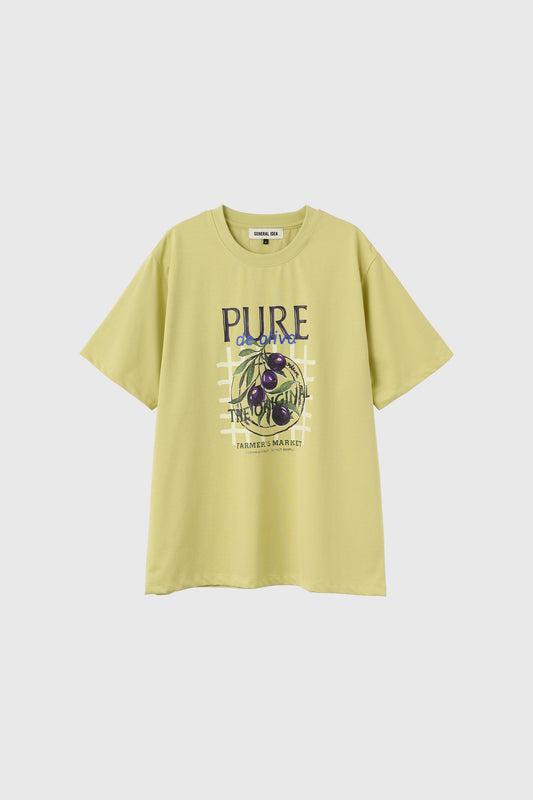General Idea WOMAN Food Market Artwork Short Sleeve T-Shirt [OLIVE]