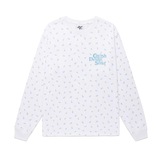 Cavish Flower Seller Logo Long Sleeve Tee White