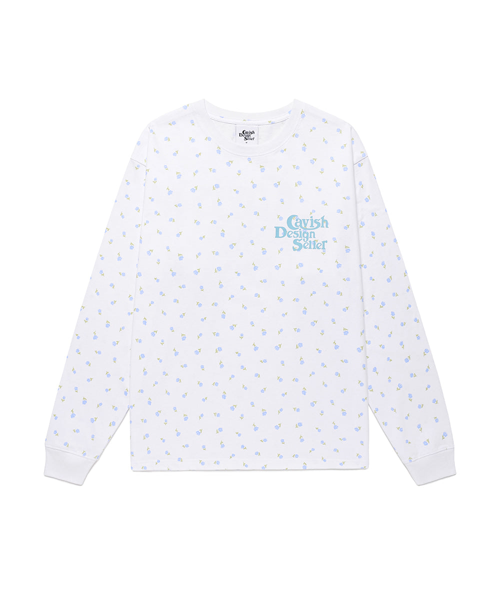 Cavish Flower Seller Logo Long Sleeve Tee White