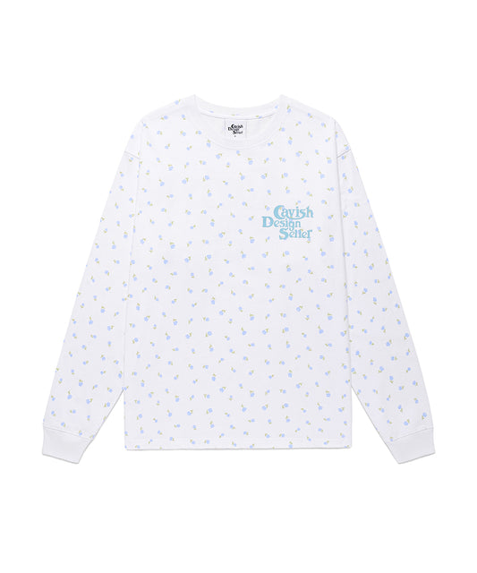Cavish Flower Seller Logo Long Sleeve Tee White