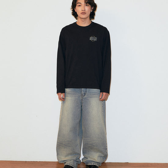 Mahagrid Solar Embroidery Denim Pants [Blue]