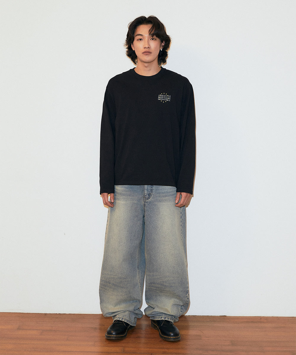 Mahagrid Solar Embroidery Denim Pants [Blue]