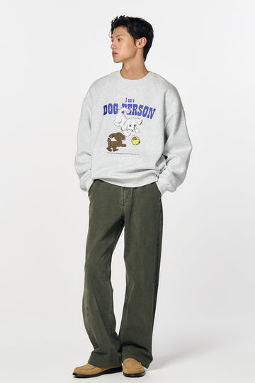 General Idea UNISEX Puppy Overfit Brushed Sweatshirt [White Melange]
